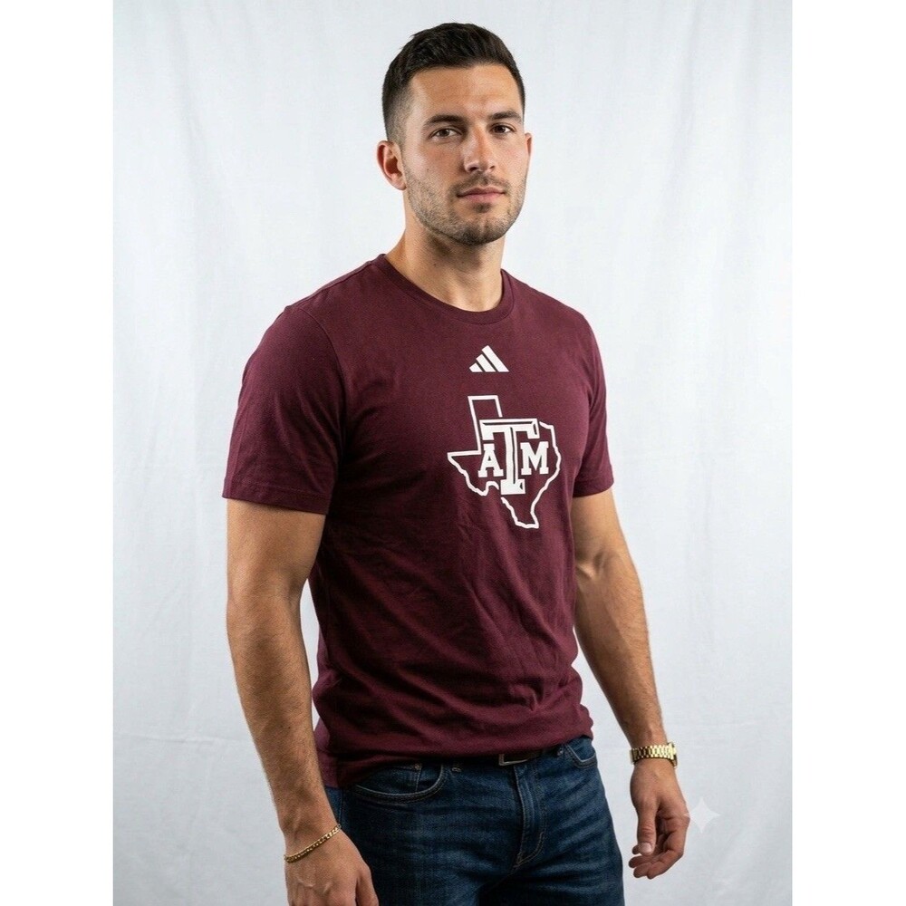 Adidas Mens Texas A&M Aggies T Shirt Maroon State Graphic Size S Small